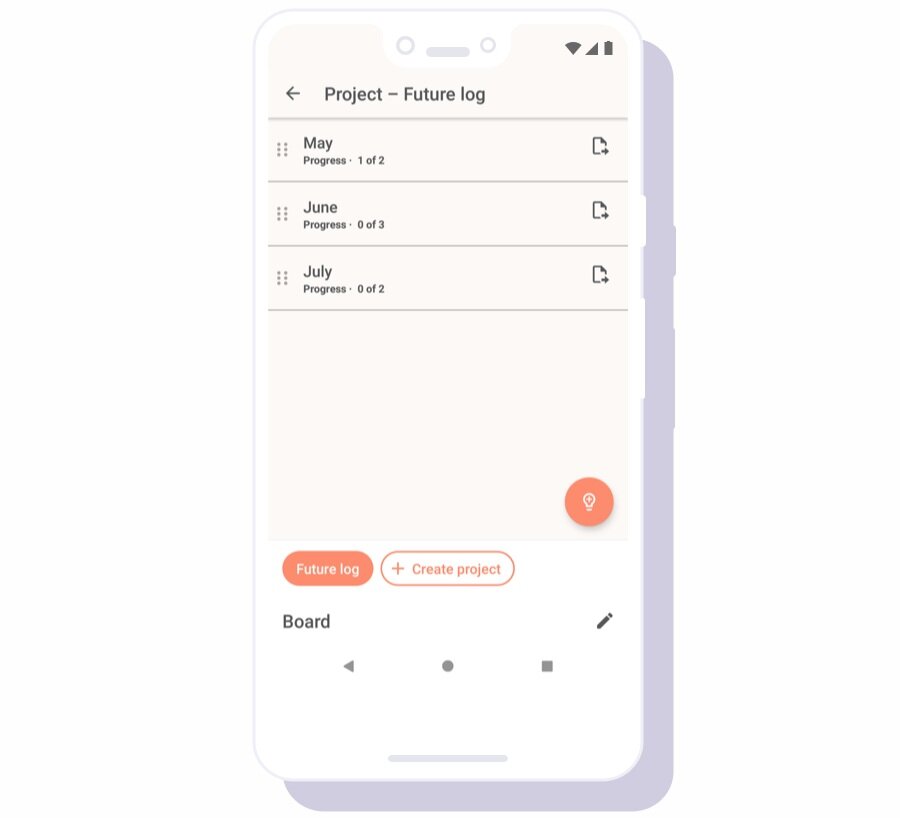 Bullet Journal future log with Taskito