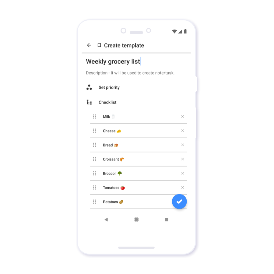 Grocery list template