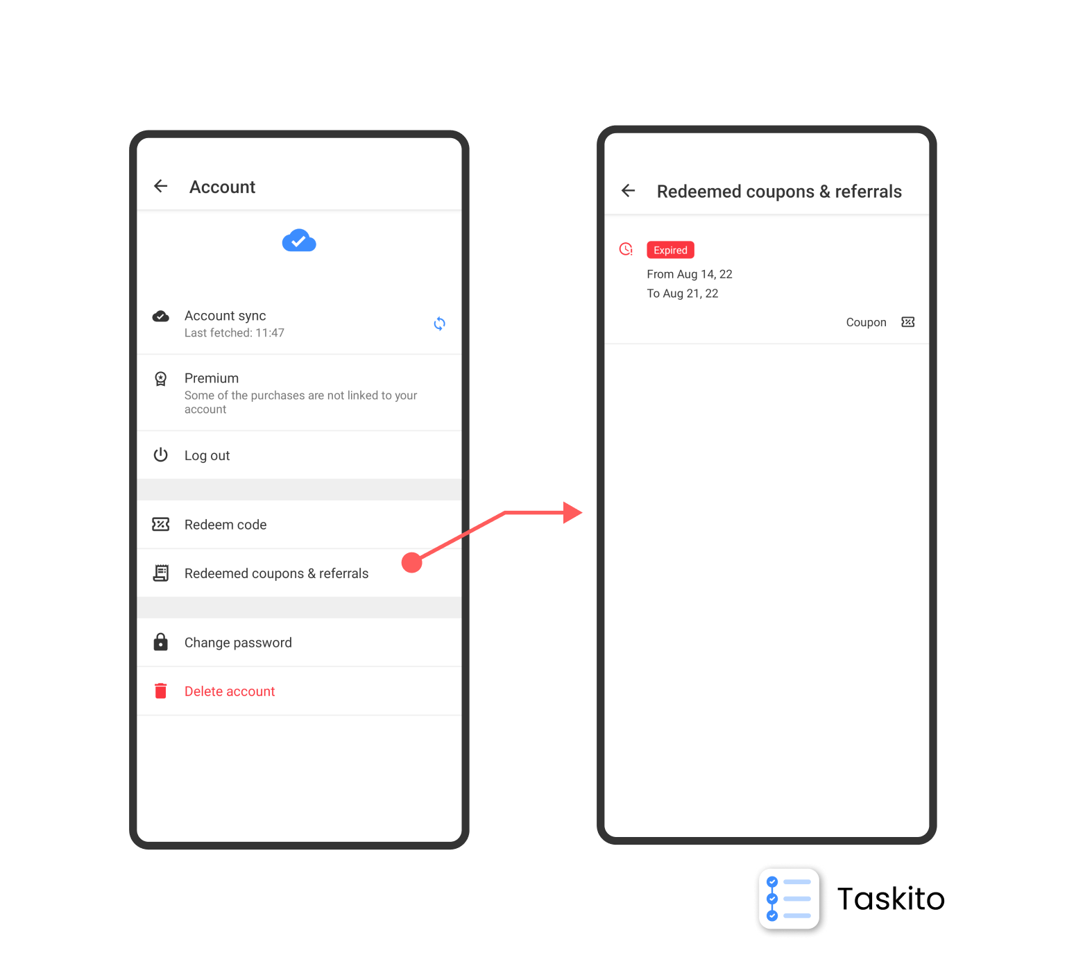 See information about coupons that you used - active or expired
